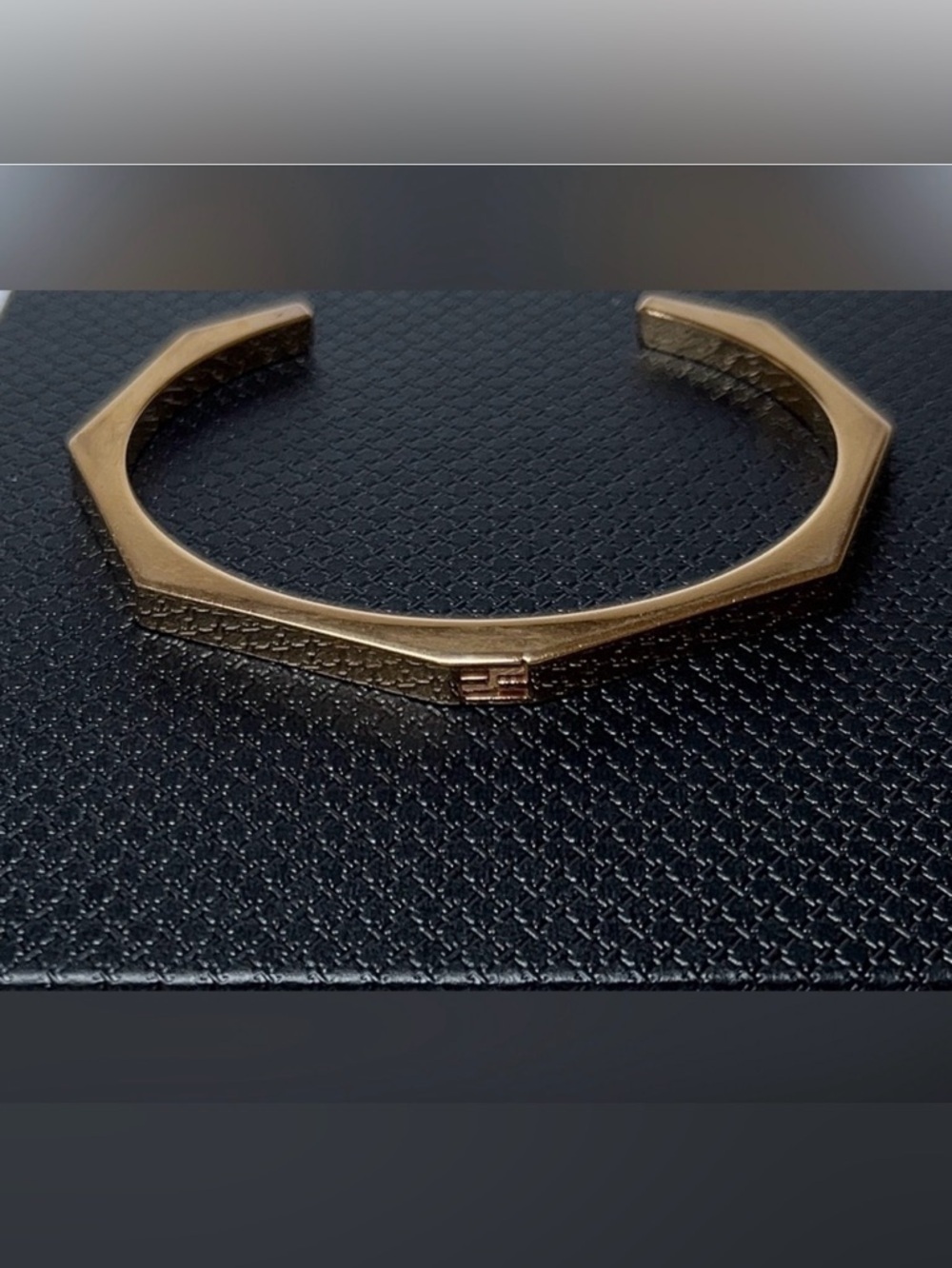 Fendi Baguette Gold Tone Open Cuff Bracelet